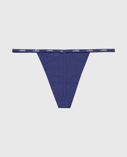 G-Sring Panty with Logo Trim in Dusk Blue