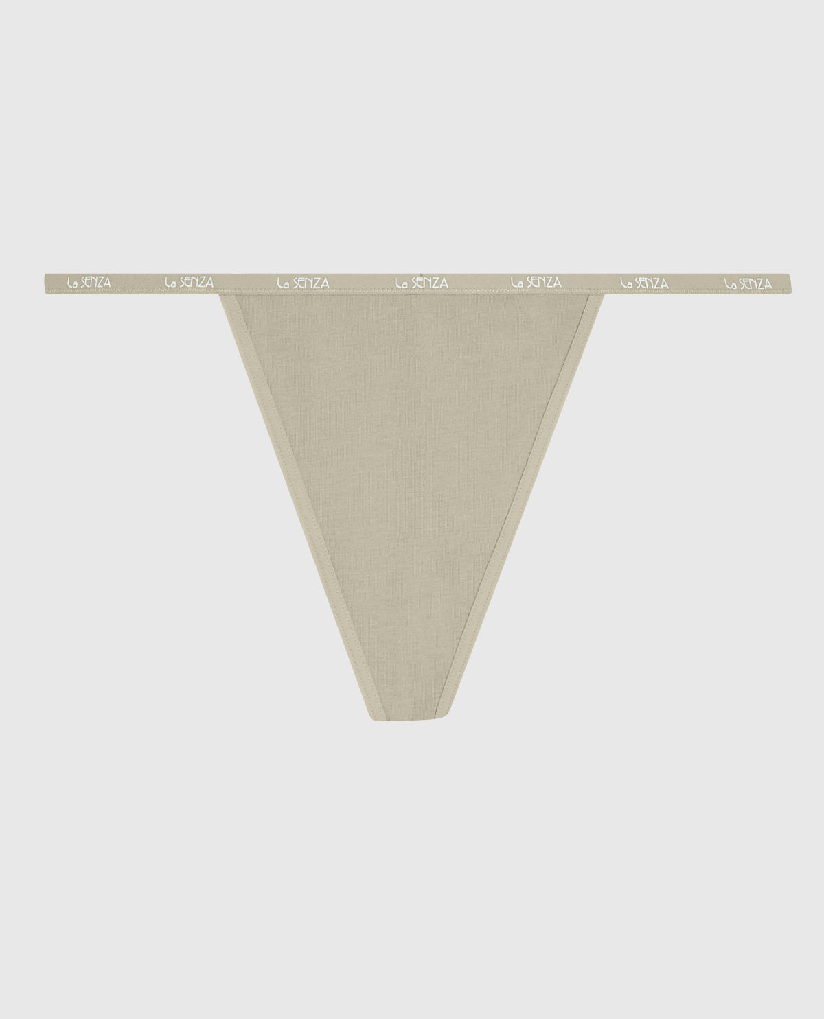 G-String Panty with Logo Trim in Stone Grey