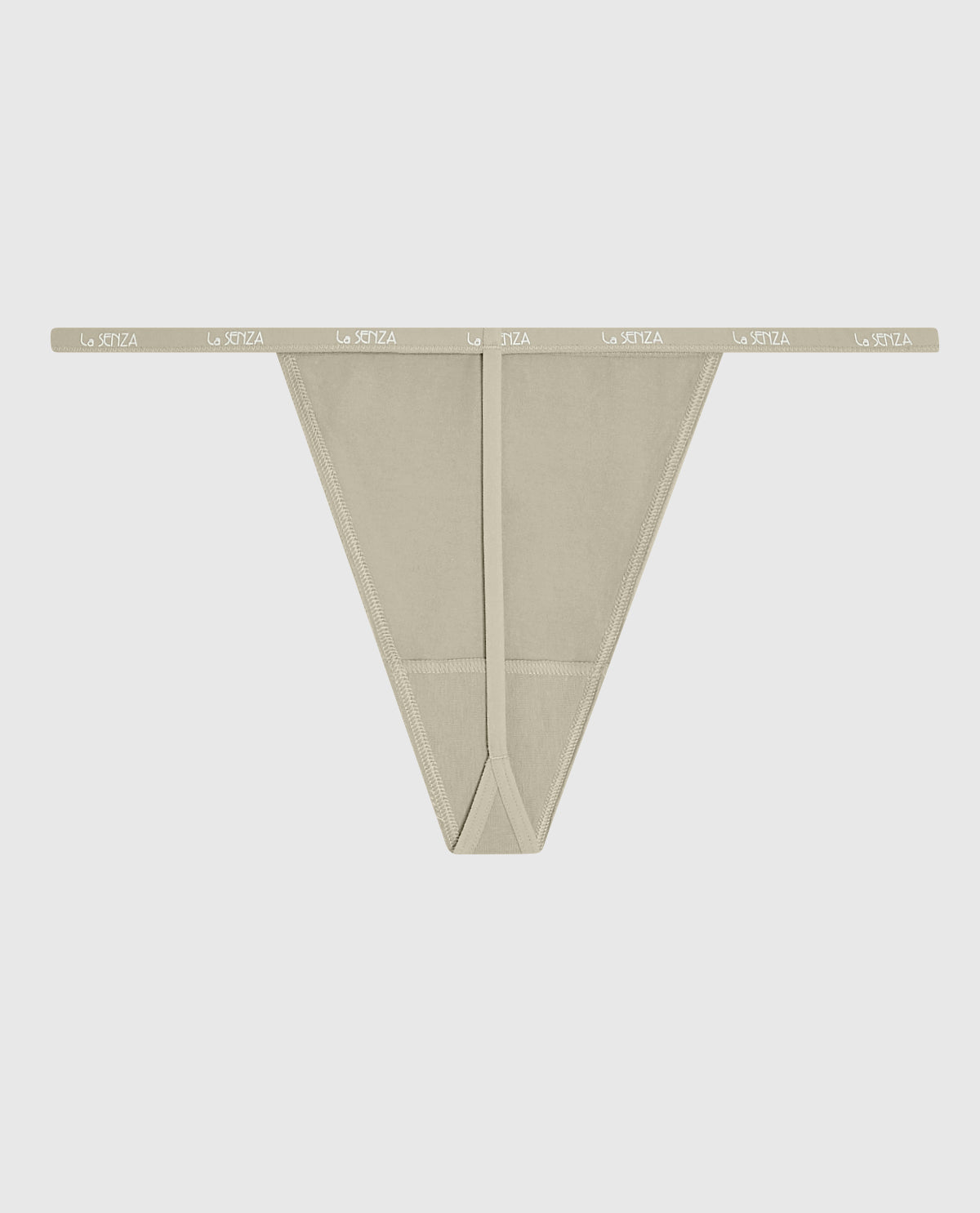 G-String Panty with Logo Trim in Stone Grey