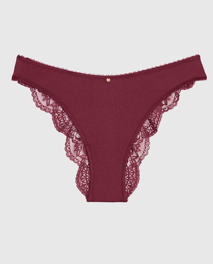 Cheeky Panty with Lace Back in Opulent Red