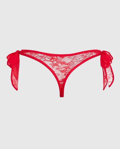 Tie-Side Thong Panty in Cosmo Red