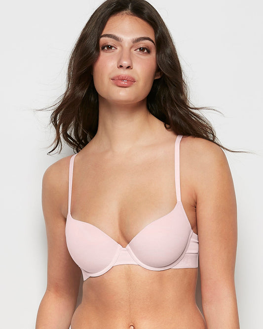 Lightly Lined Demi Bra with Logo in Iced Lilac