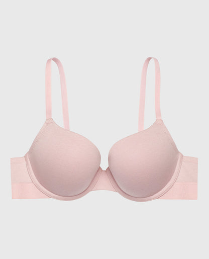 Lightly Lined Demi Bra with Logo in Iced Lilac