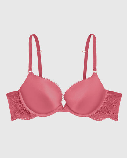 Push Up Bra with Lace Wing in Romantic Pink
