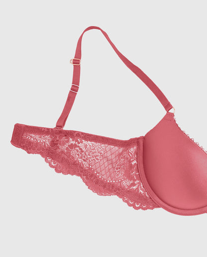 Push Up Bra with Lace Wing in Romantic Pink