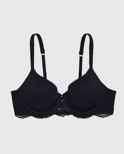 Lightly Lined Full Coverage Bra in Black