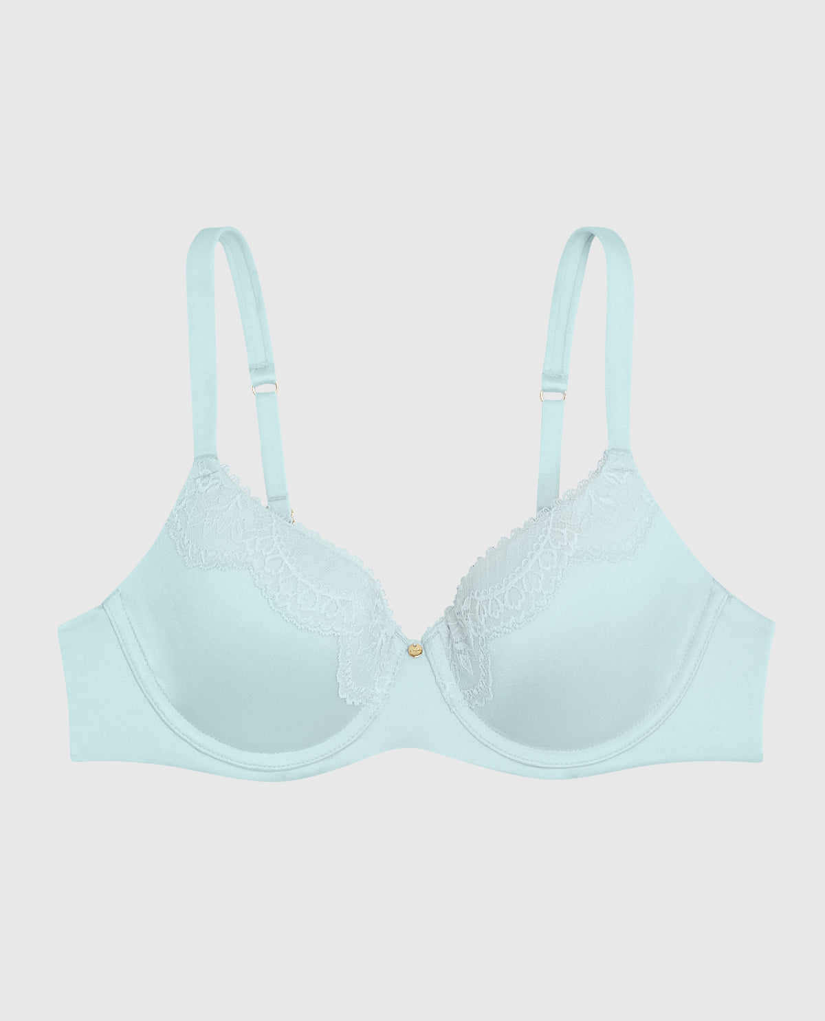 Lightly Lined Full Coverage Bra with Lace Overlay in Vista Blue