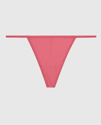 Ribbed G-String Panty in Romantic Pink