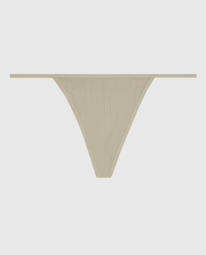 Ribbed G-String Panty in Stone Grey