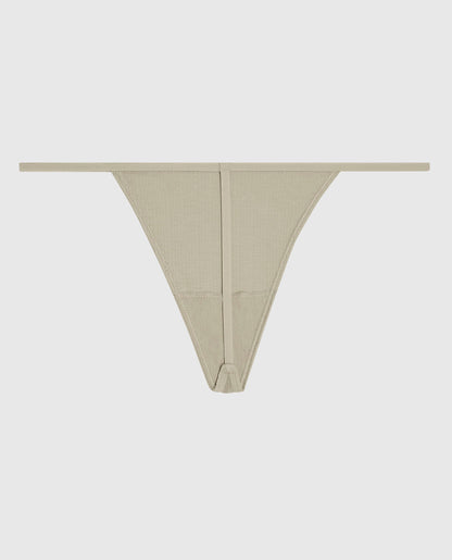 Ribbed G-String Panty in Stone Grey
