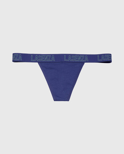 G-String Panty with Logo Band in Dusk Blue