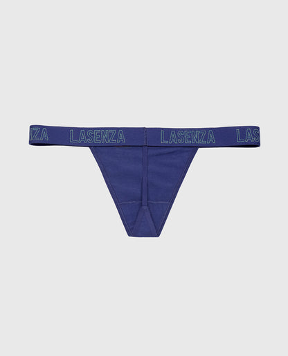 G-String Panty with Logo Band in Dusk Blue