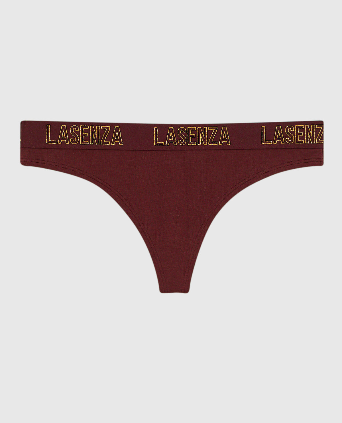 Thong Panty with Logo Band in Red Wine