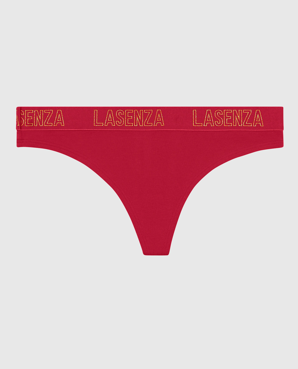 Thong Panty with Logo Band in Cosmo Red