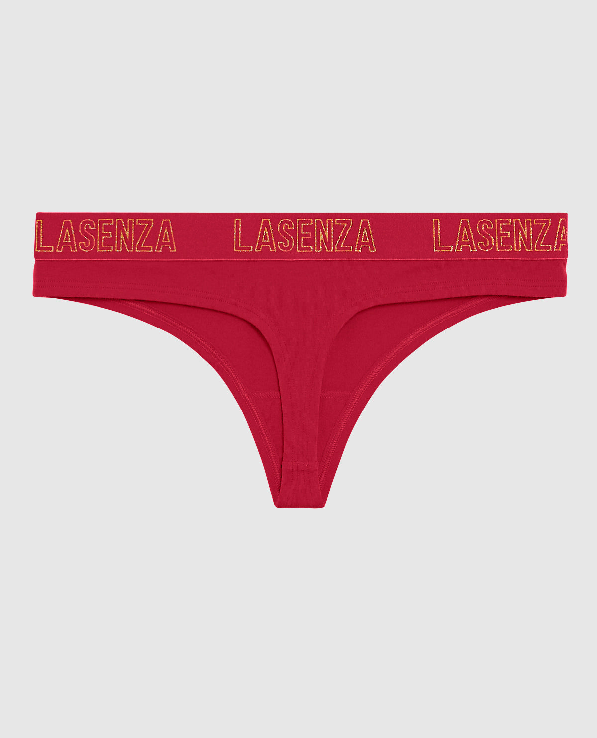 Thong Panty with Logo Band in Cosmo Red