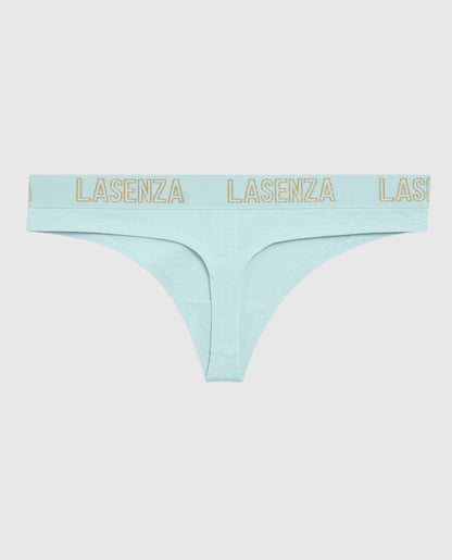 Thong Panty with Logo Band in Vista Blue