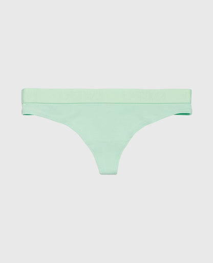 Thong Panty with Logo Band in Mist Green