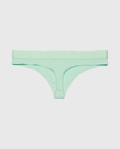 Thong Panty with Logo Band in Mist Green