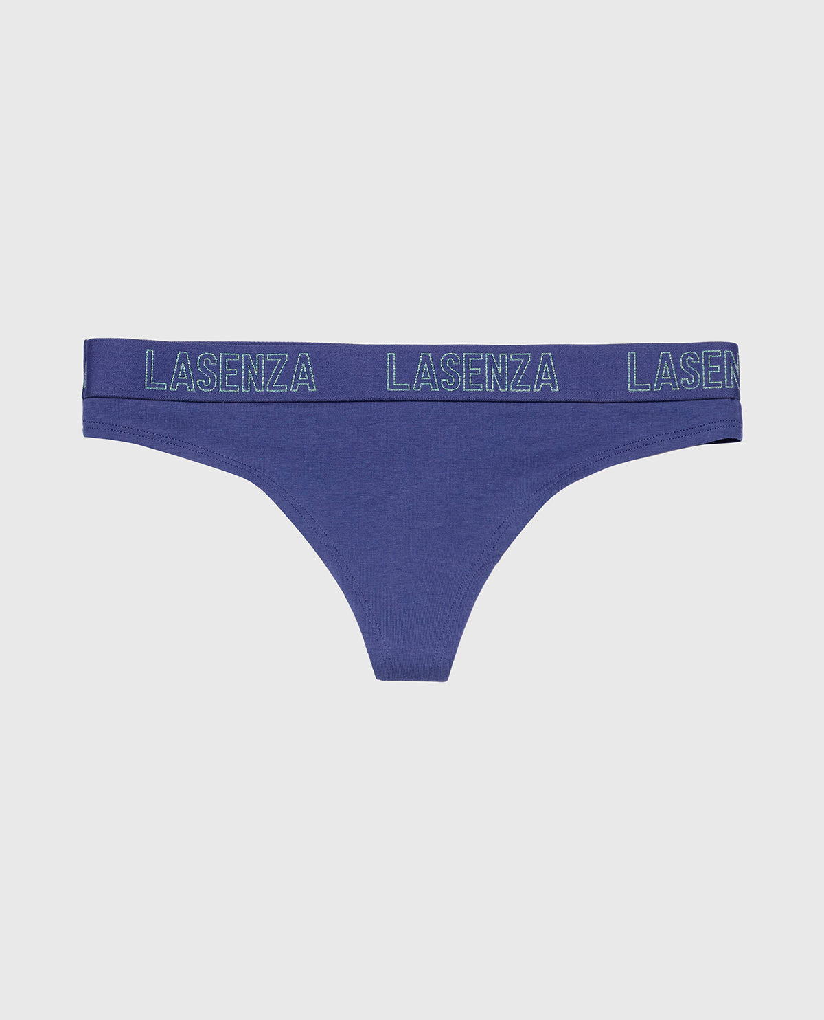 Thong Panty with Logo Band in Dusk Blue