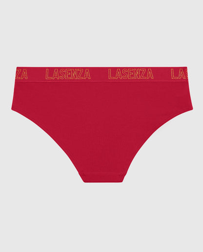 Hipster Panty with Logo Band in Cosmo Red