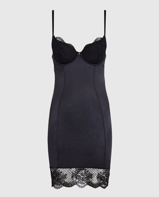 Satin Dress in Smoulder Black