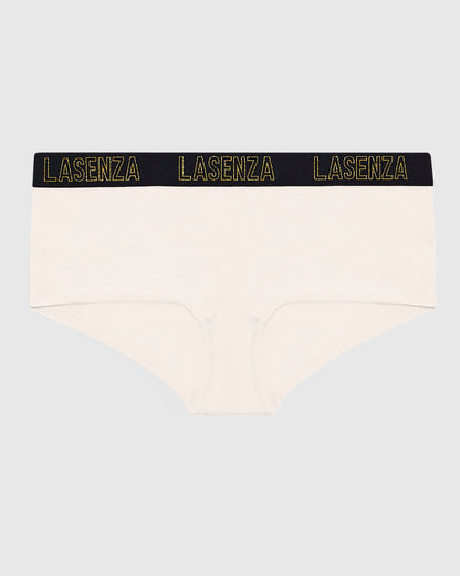 Boyshort Panty with Logo Band in Ivory Dawn