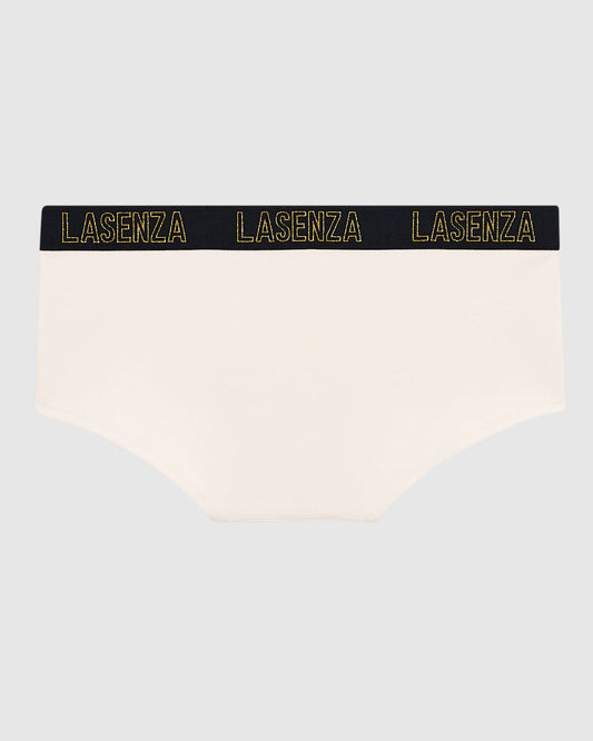 Boyshort Panty with Logo Band in Ivory Dawn