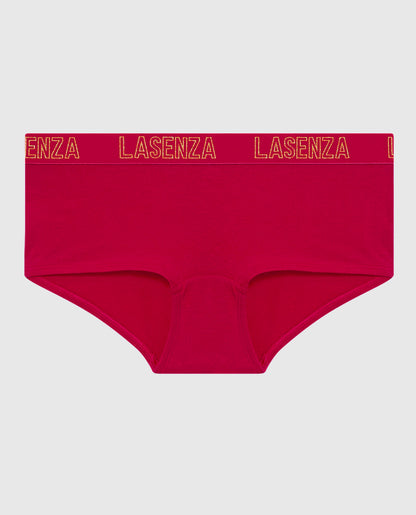 Boyshort Panty with Logo Band in Cosmo Red