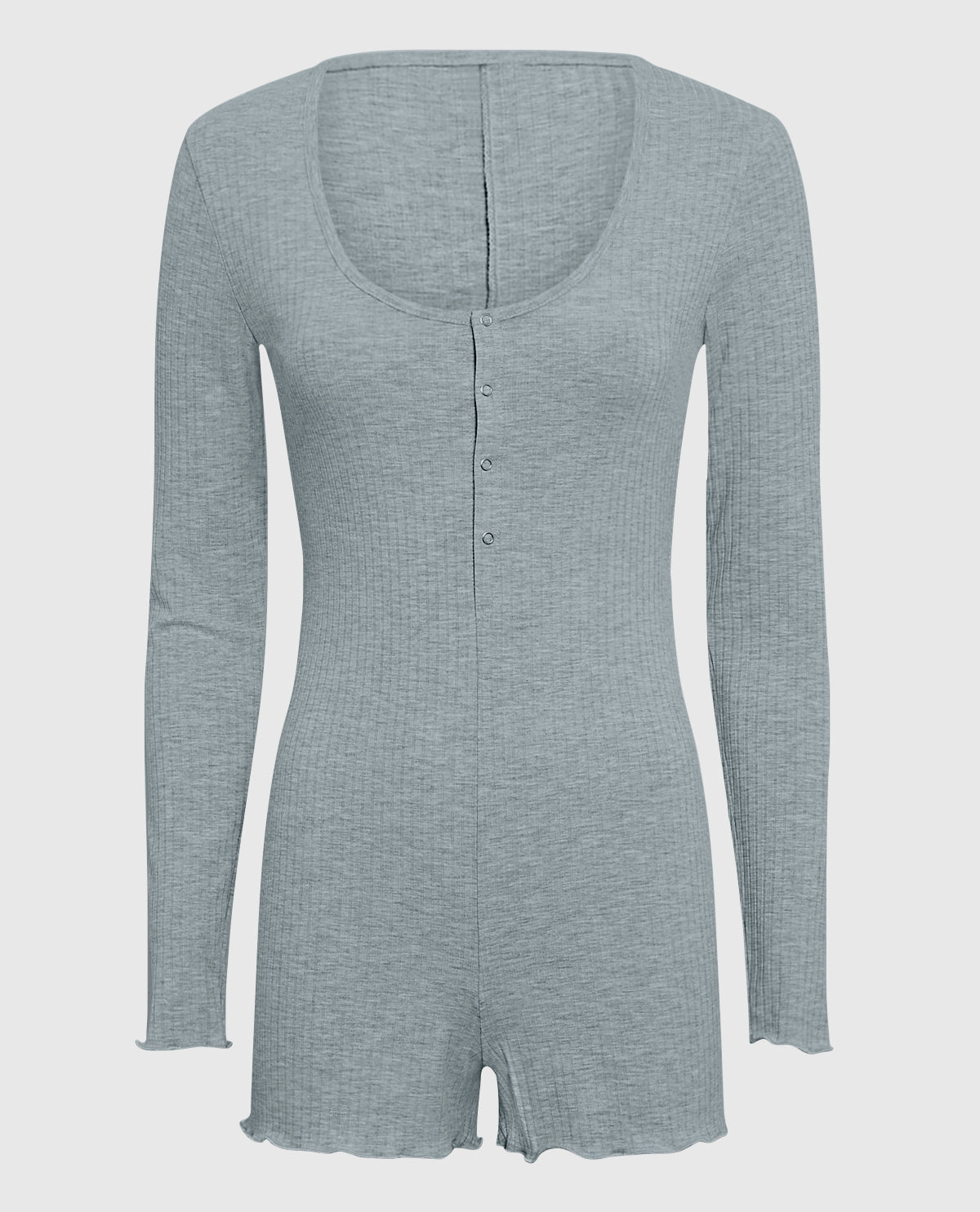 Long Sleeve Ribbed Onesie in Cool Gray