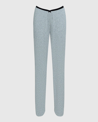 Ribbed Pajama Pant with V-Waist in Cool Gray