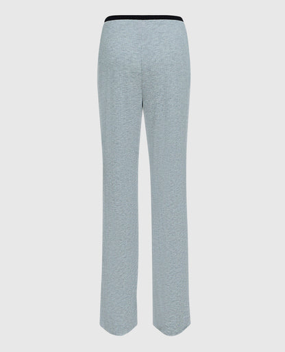Ribbed Pajama Pant with V-Waist in Cool Gray