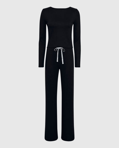 Long Sleeve Pajama Top in Smoulder Black