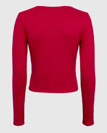 Long Sleeve Pajama Top in Cosmo Red