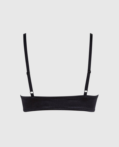 Satin Unlined Bra in Smoulder Black