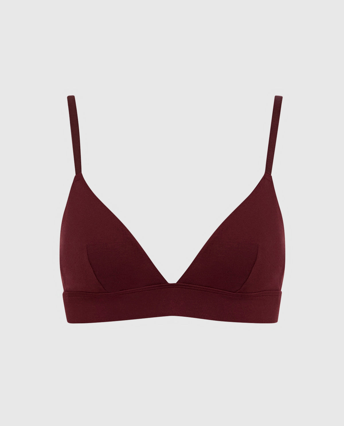 Unlined Bralette with V Neck in Red Wine
