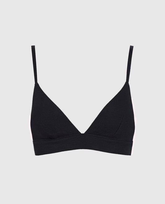 Unlined  V Neck Bralette in Black