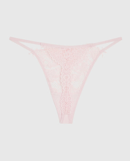 Allover Lace High Leg G-String Panty in Pink-A-Boo