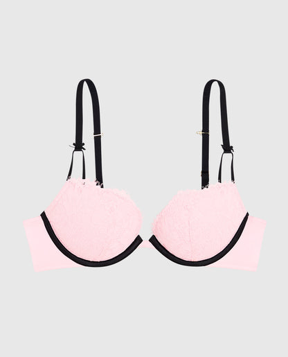 Allover Lace Push Up Bra in Pink-A-Boo
