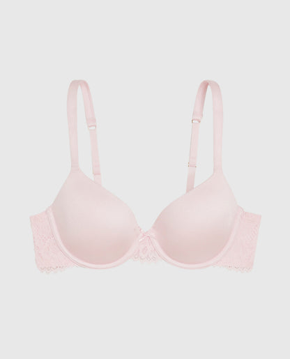 Lightly Lined Full Coverage Bra with Lace in Pink-A-Boo