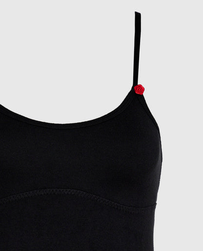 Sleep Dress with Rosette in Black