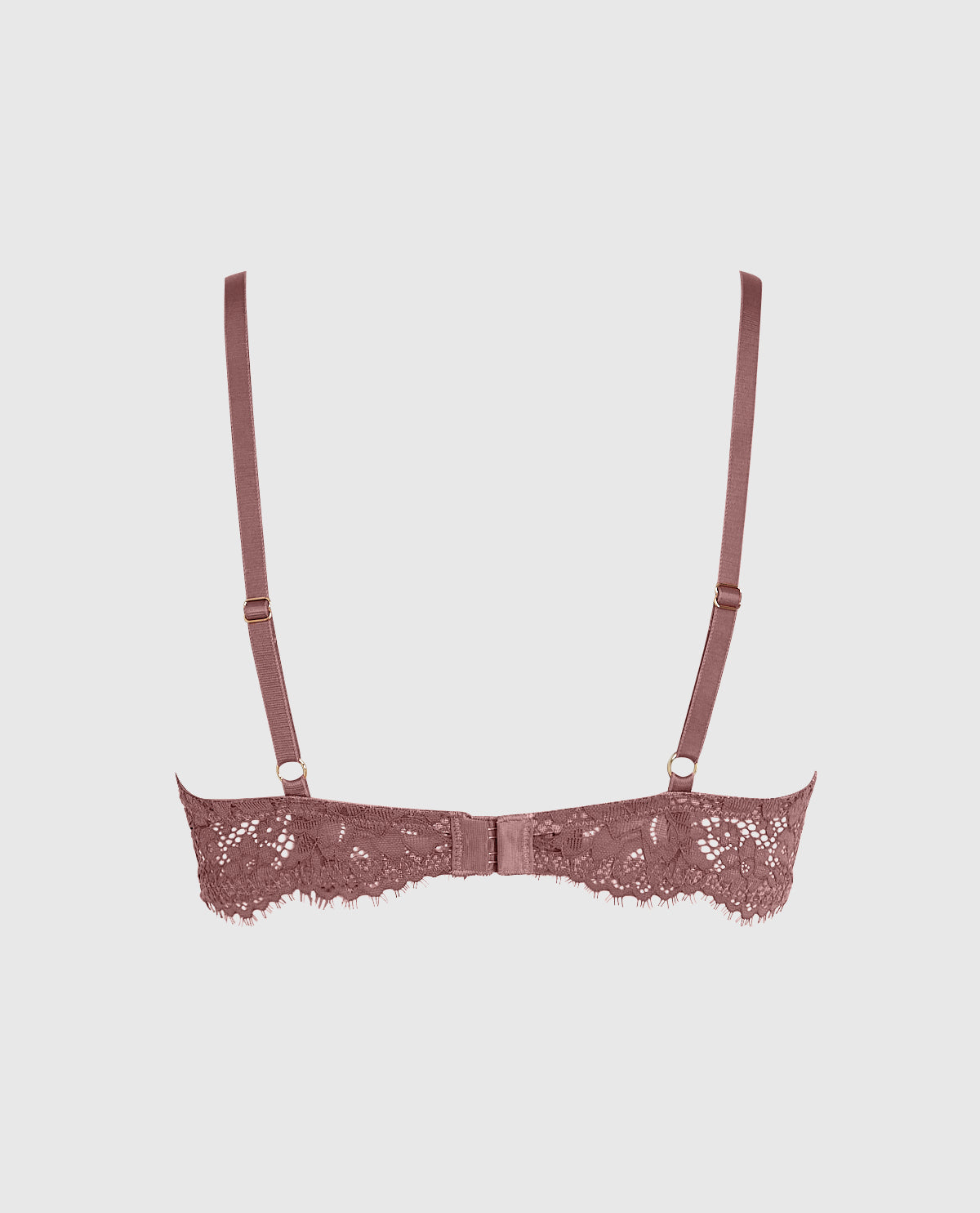 Unlined Lace Bra with Cut-Outs in Dusty Cedar