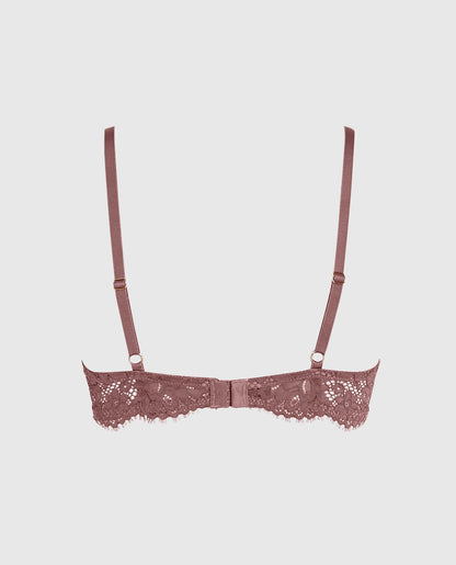Unlined Lace Bra with Cut-Outs in Dusty Cedar