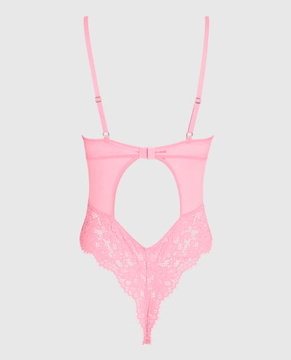 Lightly Lined Lace Bodysuit in Make Me Blush