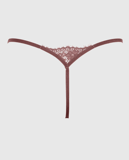 G-String Panty with Cut-Outs in Dusty Cedar