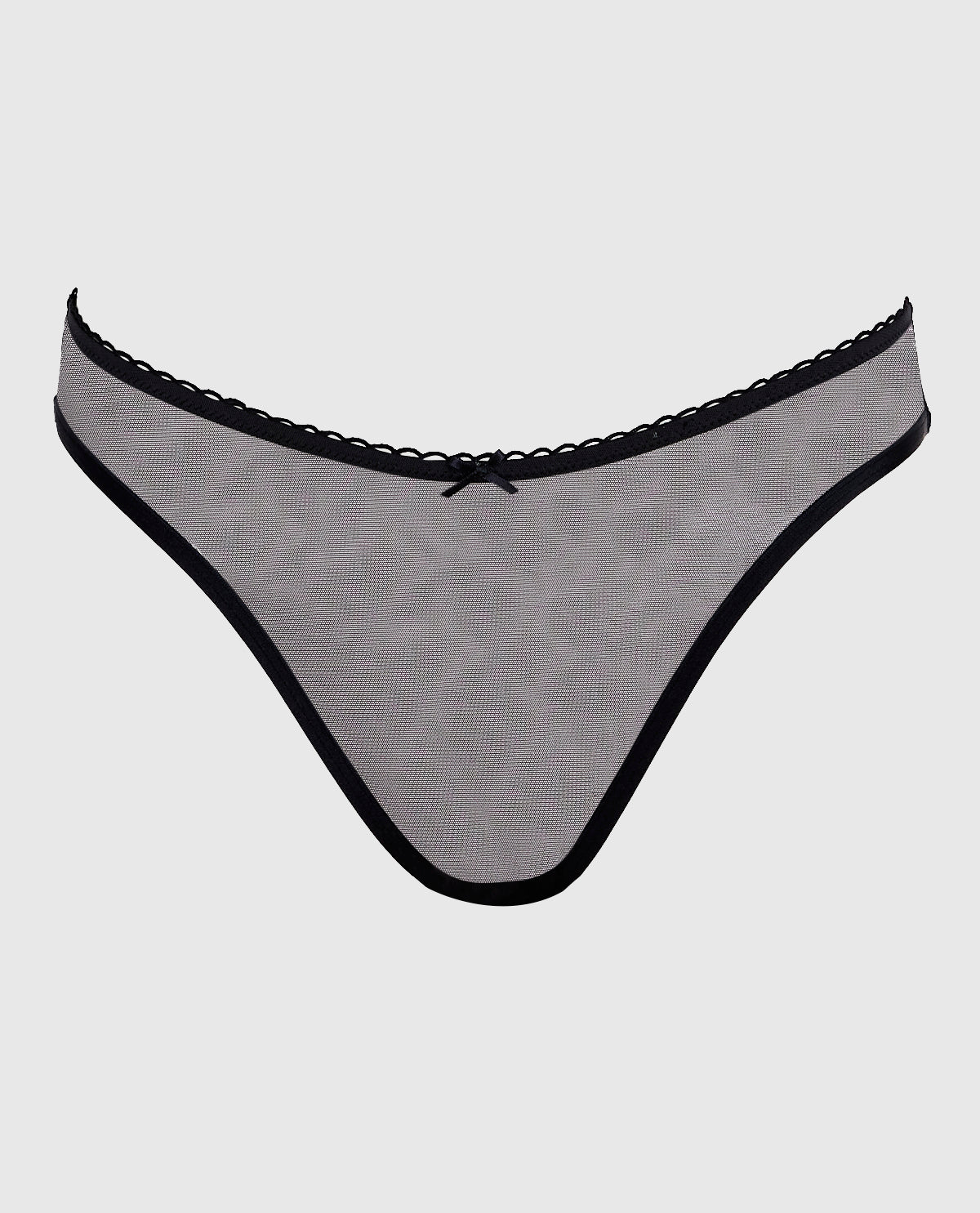 Mesh Bumless and Crotchless Cheeky Panty in Black