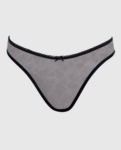 Mesh Bumless and Crotchless Cheeky Panty in Black