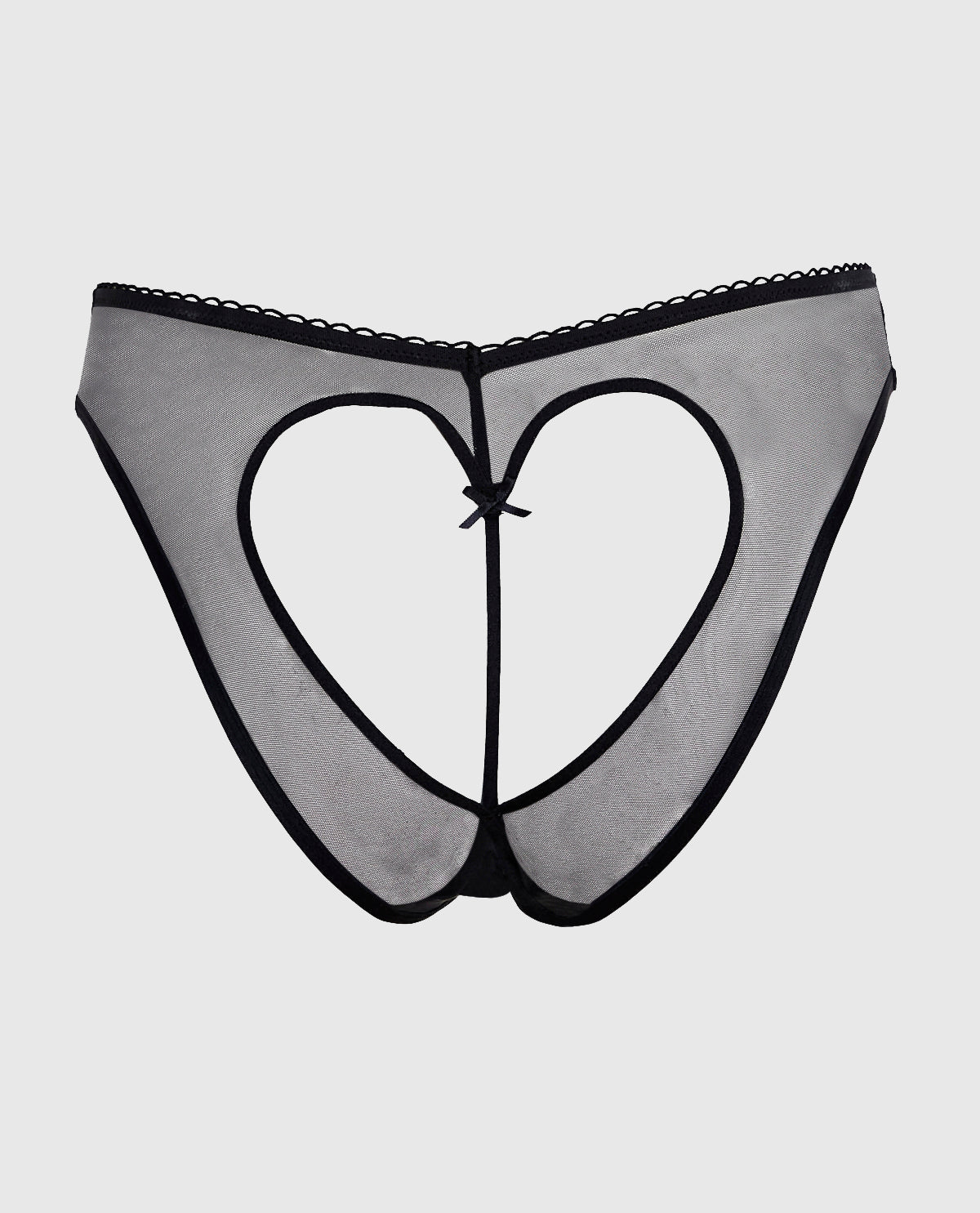 Mesh Bumless and Crotchless Cheeky Panty in Black