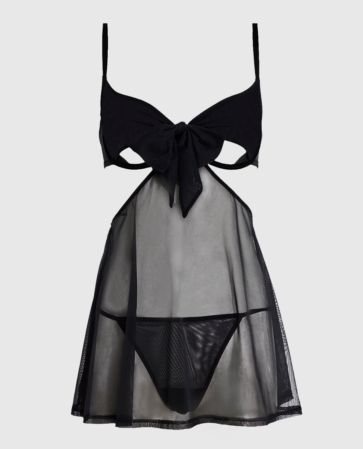 Mesh Untie Me Babydoll in Black