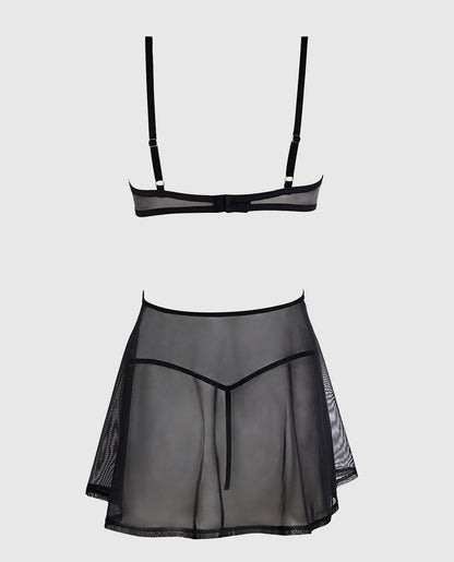 Mesh Untie Me Babydoll in Black
