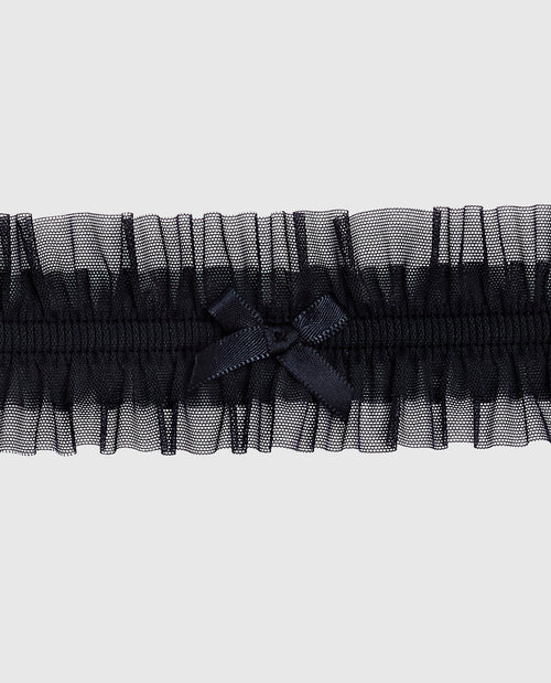 Ruffle Thigh Garter in Black